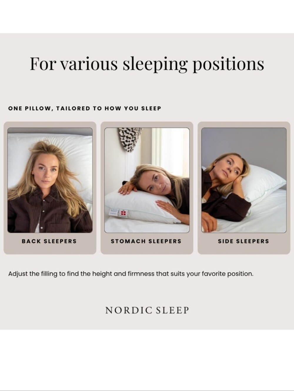 NIB Fossflakes Nordic Sleep Queen Pillow Adjustable Fill Made In Denmark Vegan - Picture 6 of 13